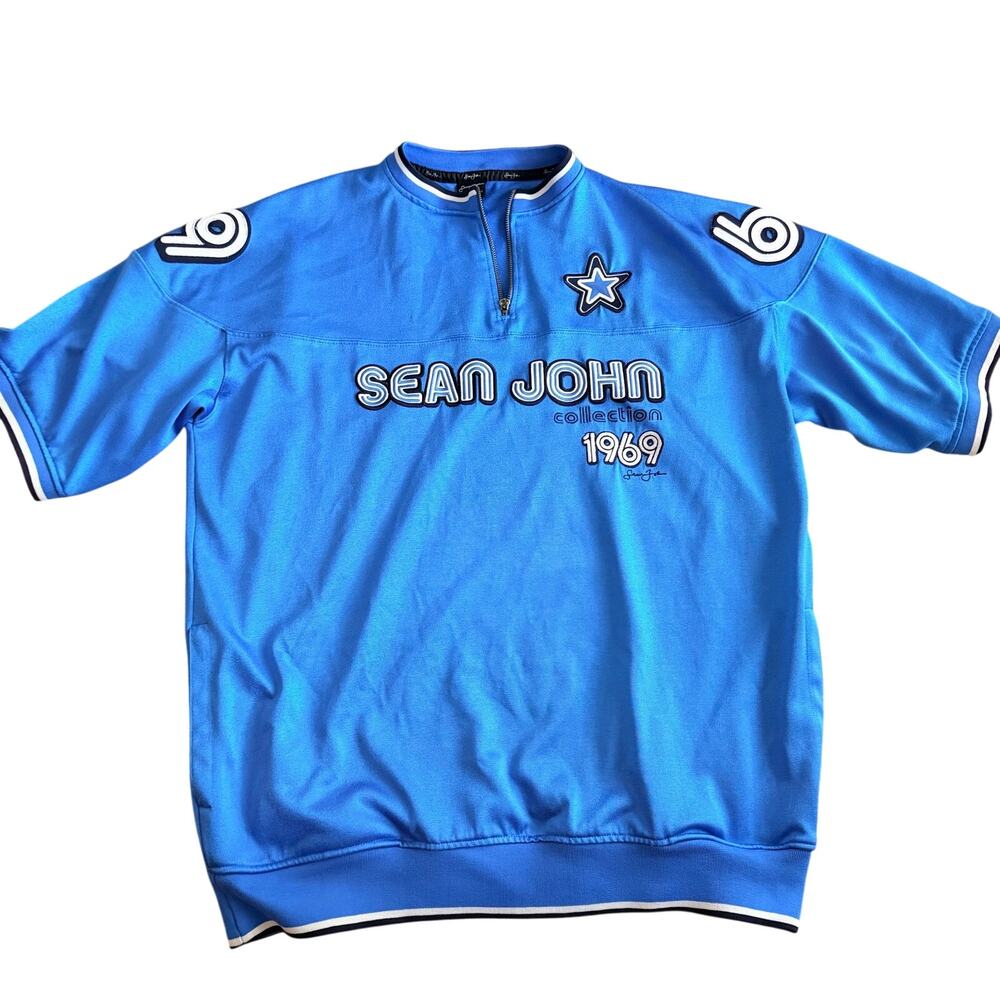 Y2K Sean John 1969 Victory Series Blue Short Sleeve Jersey #69 Men’s Size L